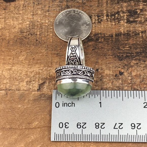 Moss Prehnite Stone Statement Ring 8 - Picture 8 of 11